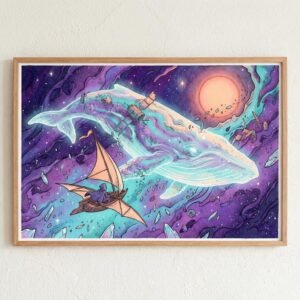 À bord d'un navire de bois aux ailes de toile, un explorateur solitaire fait la rencontre d'une baleine lumineuse.