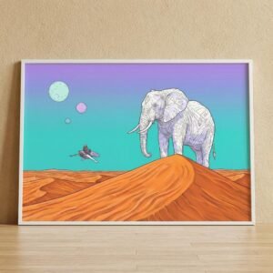 Une silhouette de nacre s'élève au-dessus des sables mouvants, vestige d'un temps où les montagnes marchaient. Sous le regard de trois astres pâles, un pilote s'approche de cette divinité géométrique, cherchant le secret de l'immobilité absolue dans l'immensité d'un désert de cuivre.