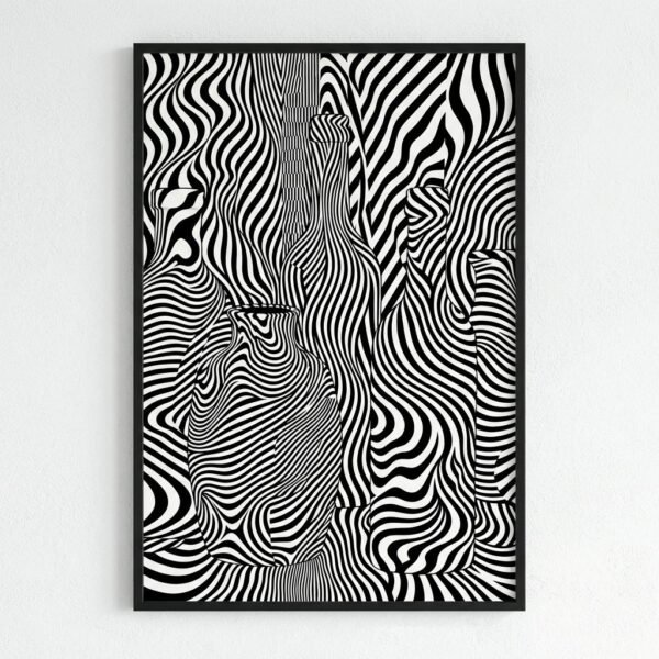 Imaginez un monde où les objets du quotidien, d'ordinaire si silencieux, se mettent à vibrer d'une énergie invisible. Ces flacons, hérités des maîtres du passé, s'animent sous vos yeux, portés par des ondes graphiques hypnotiques. Une rencontre inattendue entre la sérénité d'un atelier d'autrefois et le rythme effréné de l'abstraction optique moderne.