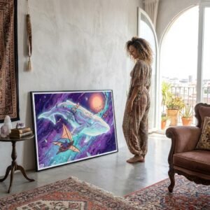 À bord d'un navire de bois aux ailes de toile, un explorateur solitaire fait la rencontre d'une baleine lumineuse.