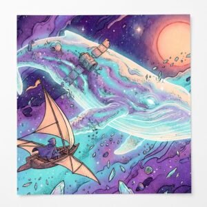 À bord d'un navire de bois aux ailes de toile, un explorateur solitaire fait la rencontre d'une baleine lumineuse.