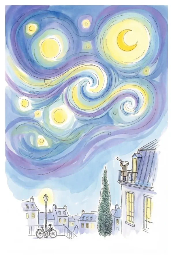 Paysage de Nuit Minimaliste sur Papier