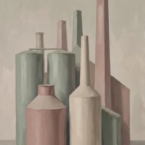 Silos industriels géométriques peinture huile