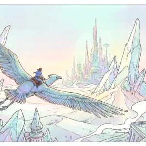 Illustration oiseau géant désert cristallin