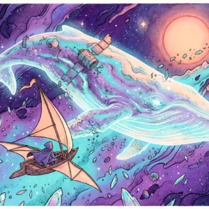 Baleine dans l'espace, art numérique