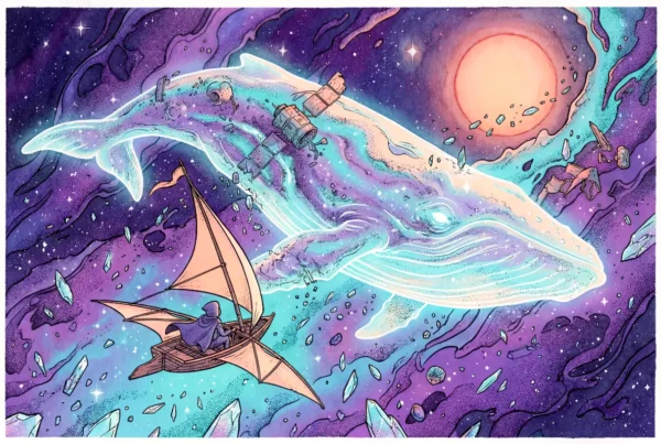 Baleine dans l'espace, art numérique