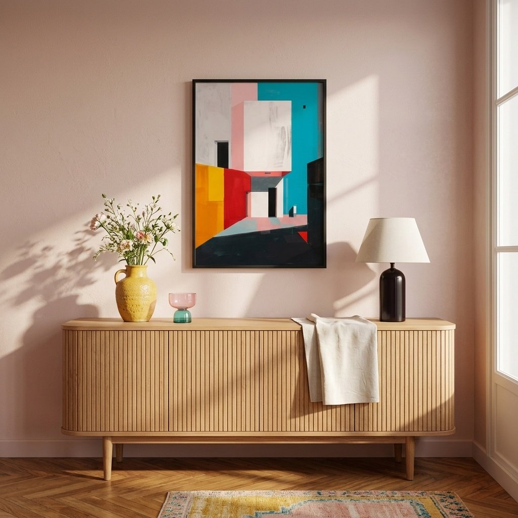 Tableau mural abstrait urbain coloré au-dessus d