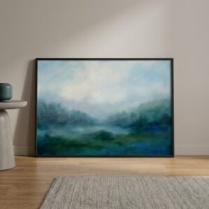 Aube Cobalt : paysage brumeux à l'aube (peinture)