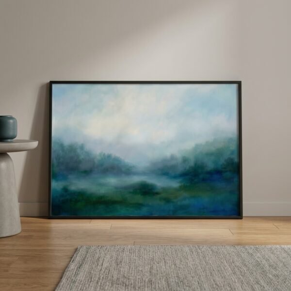 Aube Cobalt : paysage brumeux à l'aube (peinture)