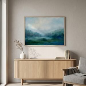 Aube Cobalt : paysage brumeux à l'aube (peinture)