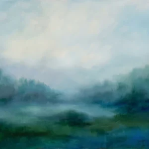 Aube Cobalt : paysage brumeux à l'aube (peinture)
