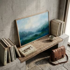 Aube Cobalt : paysage brumeux à l'aube (peinture)