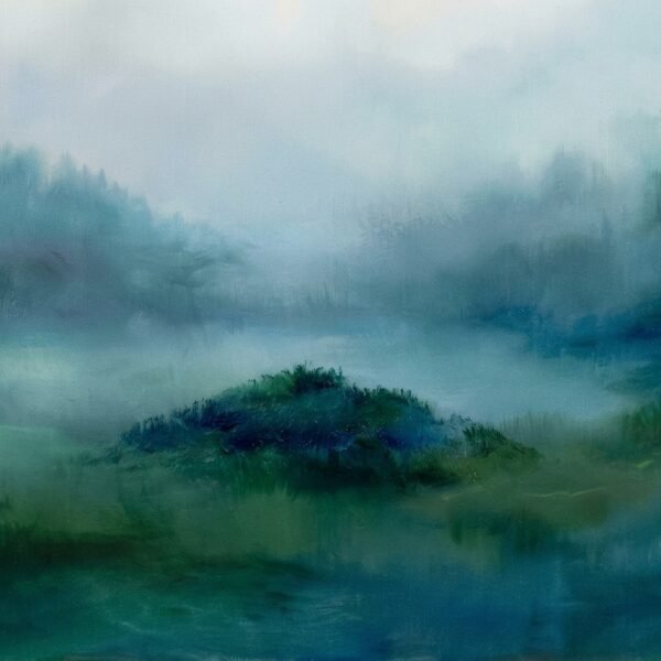 Aube Cobalt : paysage brumeux à l'aube (peinture)