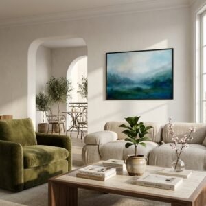 Aube Cobalt : paysage brumeux à l'aube (peinture)