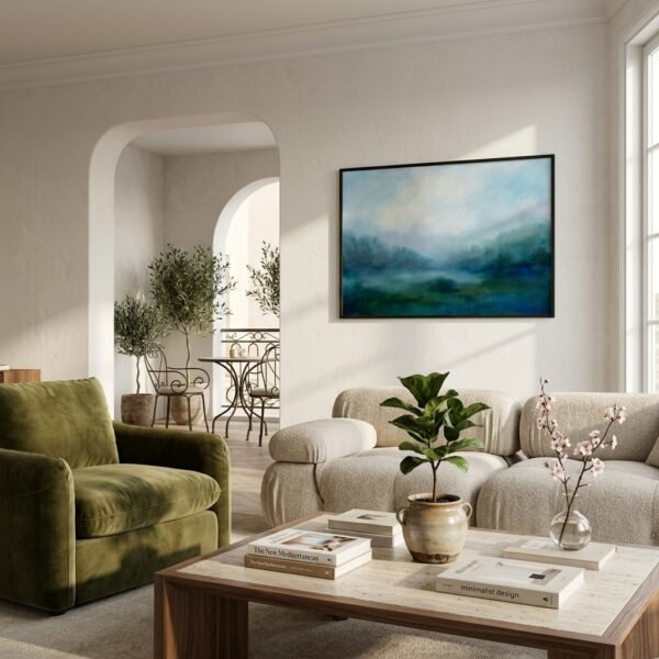 Aube Cobalt : paysage brumeux à l'aube (peinture)