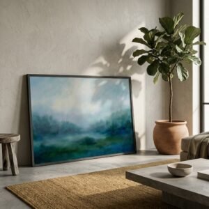 Aube Cobalt : paysage brumeux à l'aube (peinture)