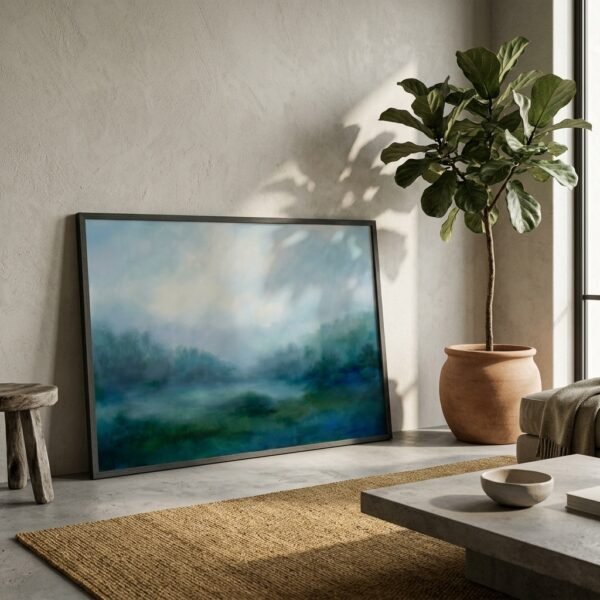 Aube Cobalt : paysage brumeux à l'aube (peinture)