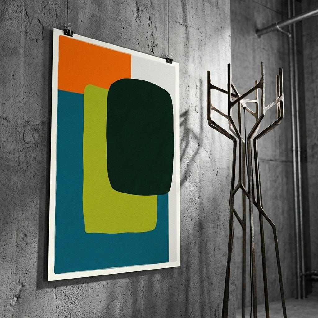Equilibre géométrique : composition abstraite géométrique (peinture contemporaine)