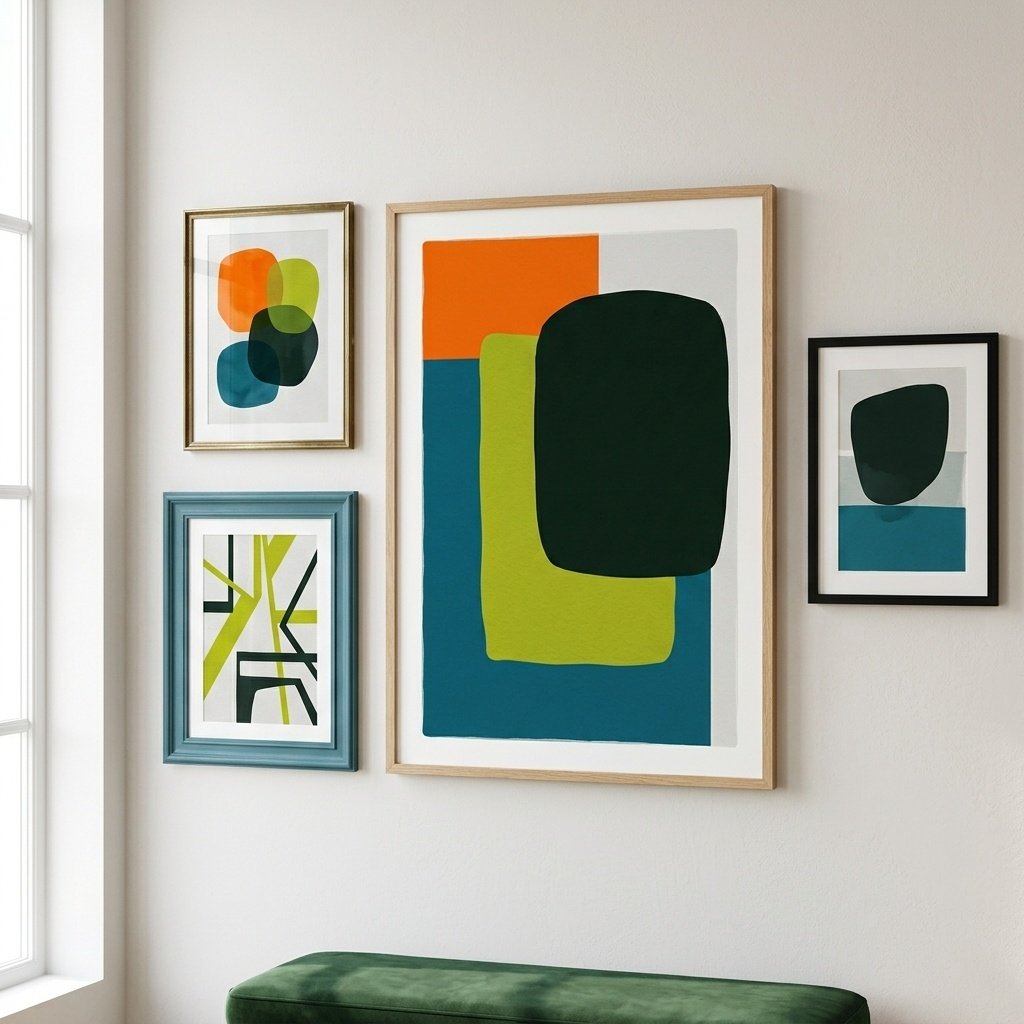 Equilibre géométrique : composition abstraite géométrique (peinture contemporaine)