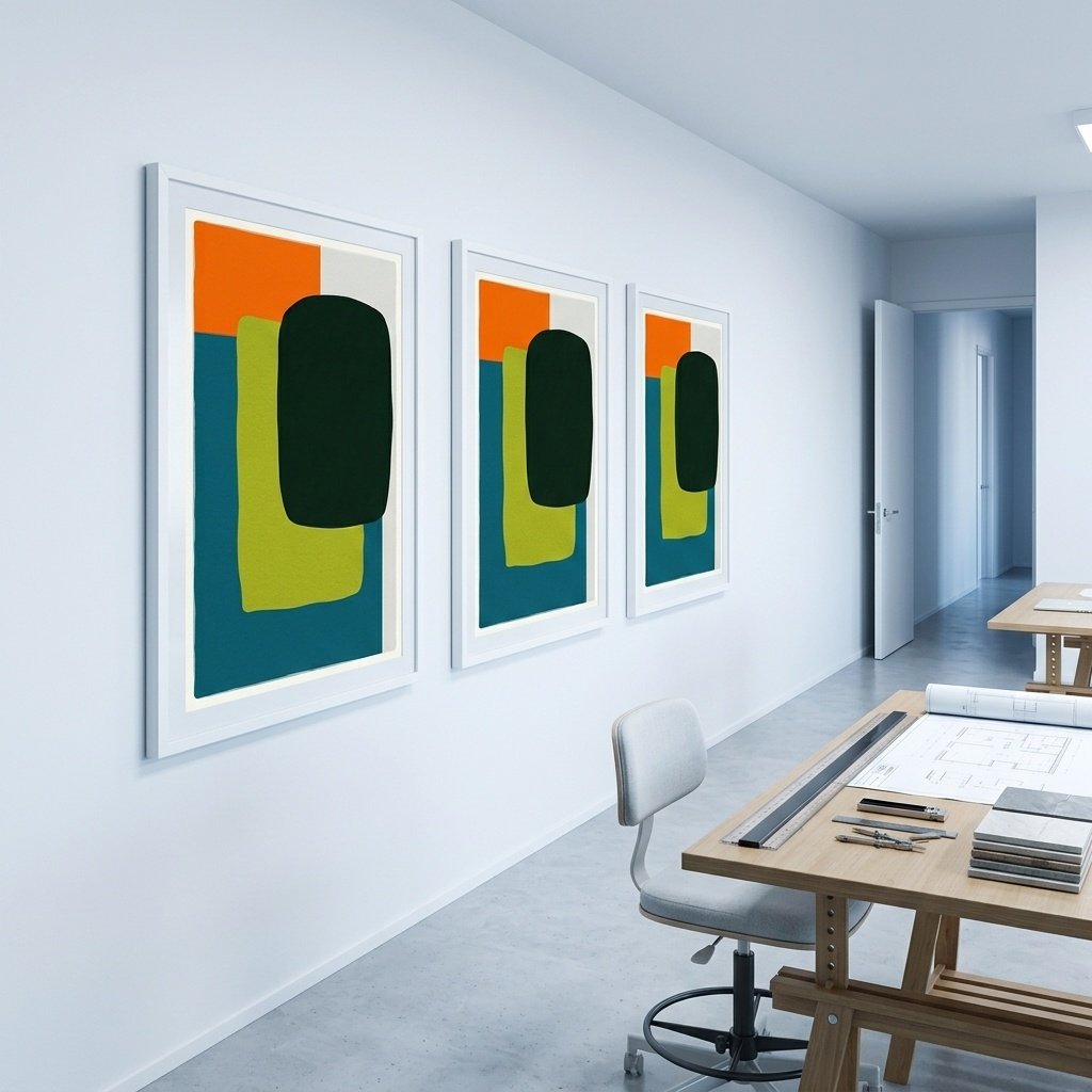 Equilibre géométrique : composition abstraite géométrique (peinture contemporaine)