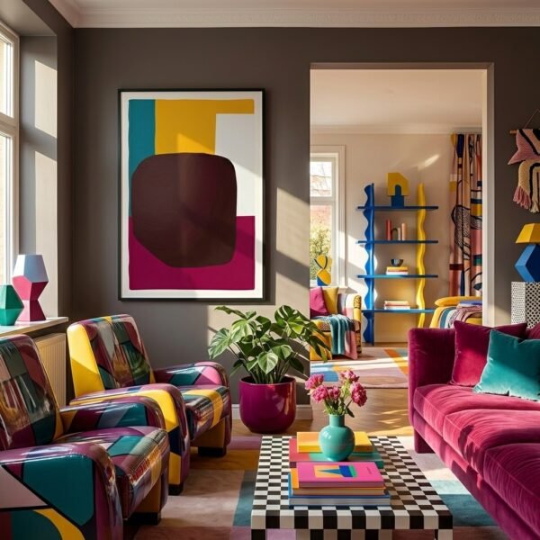 Harmonie Organique : abstraction géométrique colorée (peinture)