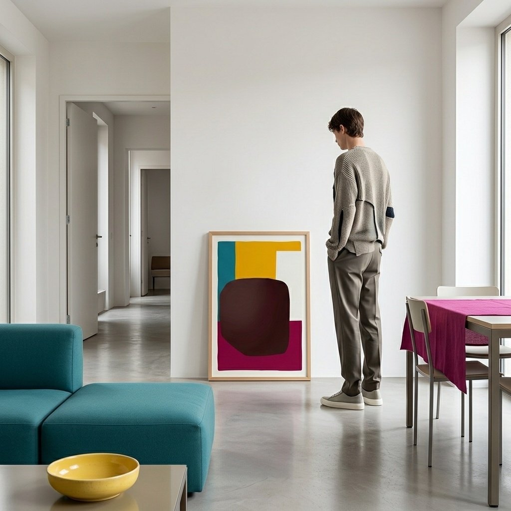 Harmonie Organique : abstraction géométrique colorée (peinture)