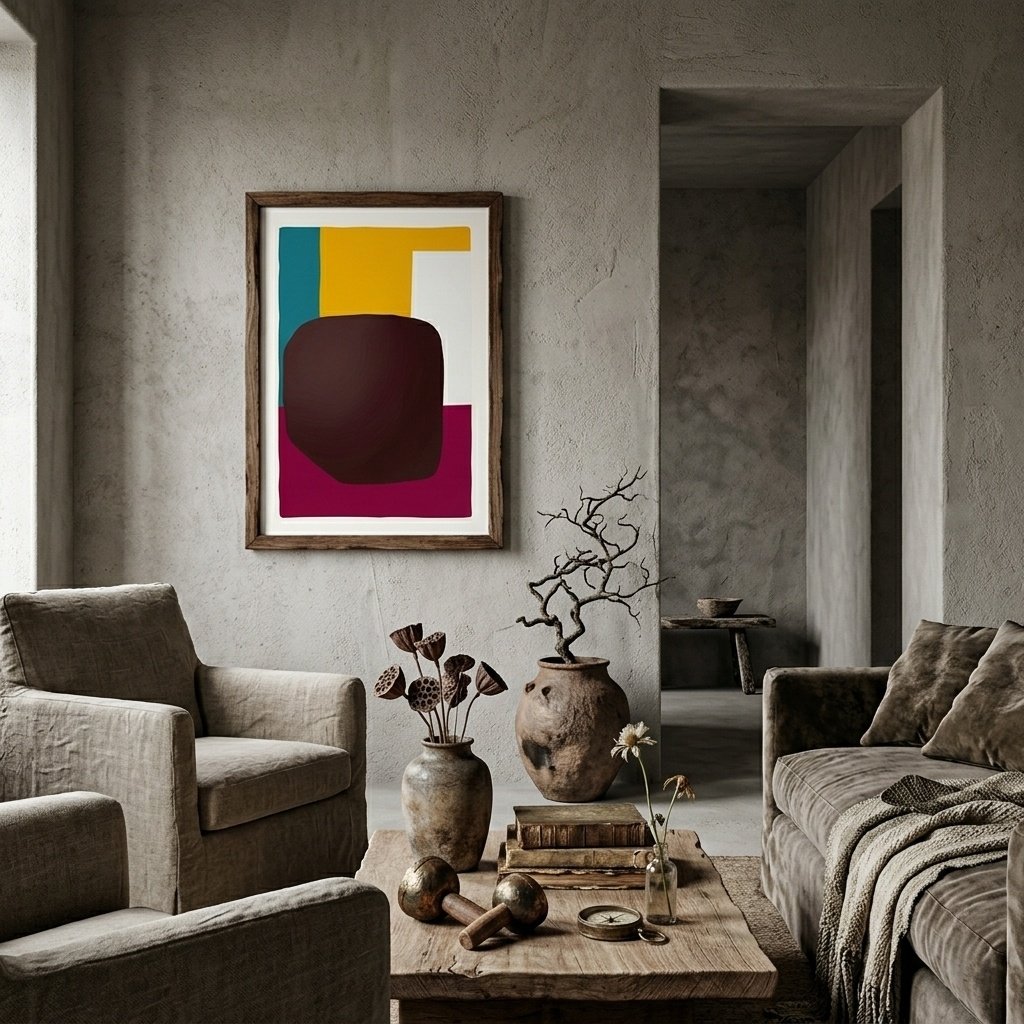 Harmonie Organique : abstraction géométrique colorée (peinture)