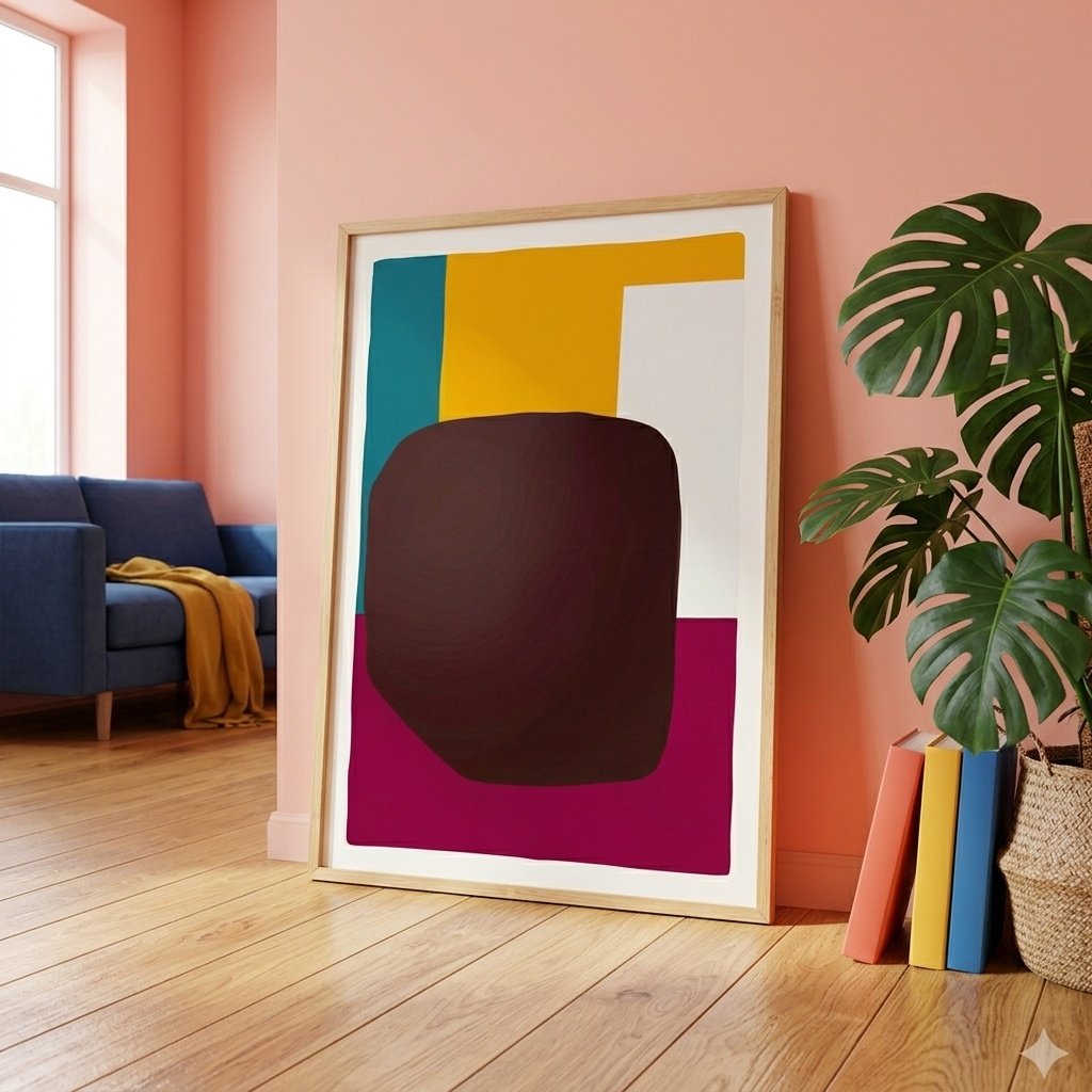 Harmonie Organique : abstraction géométrique colorée (peinture)