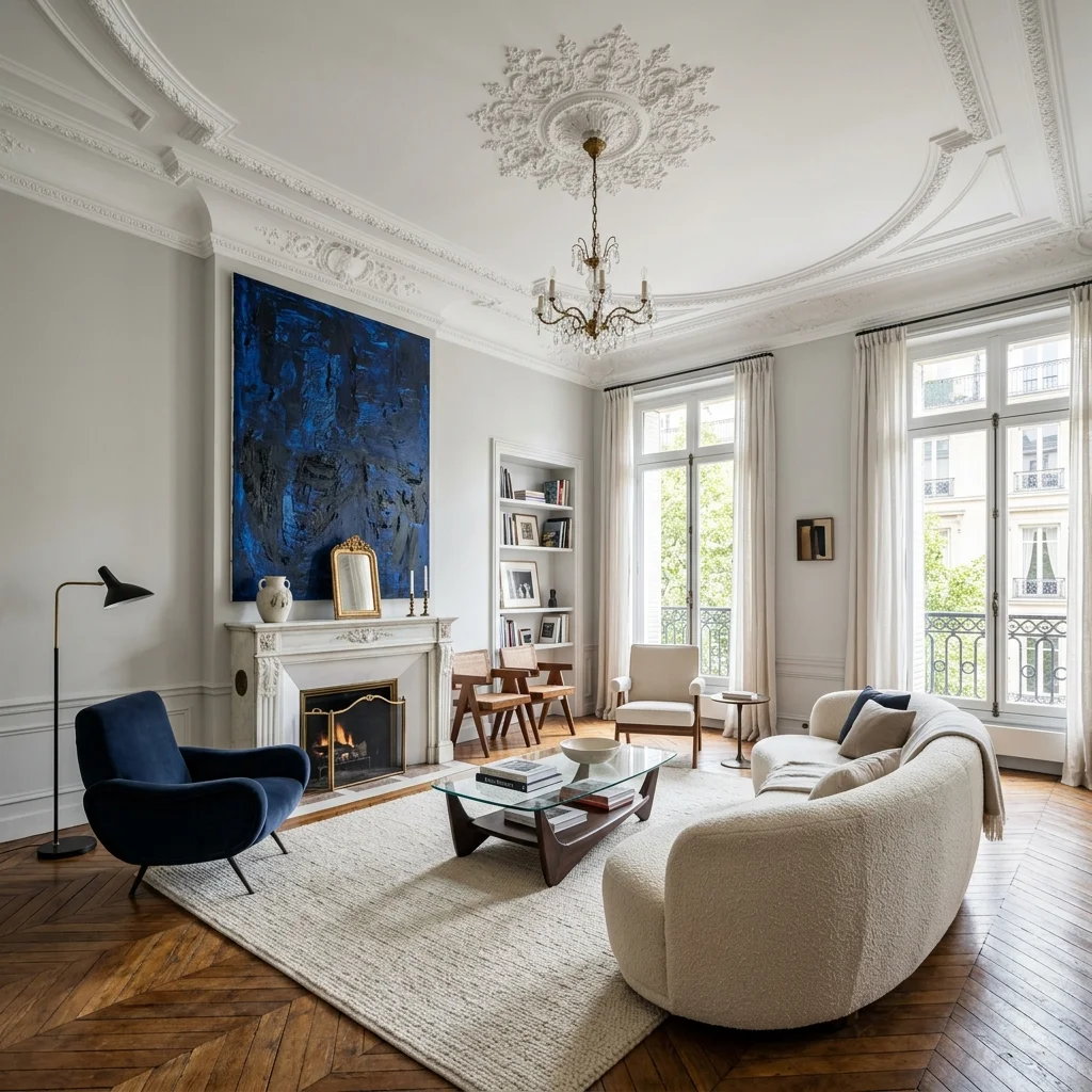 L&rsquo;art abstrait dans le salon haussmannien : l’équilibre entre héritage classique et audace moderne