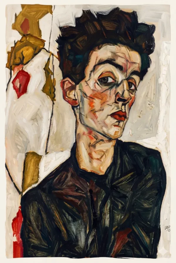 L'Âme Tourmentée : portrait homme expressionniste (peinture)