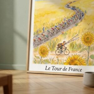 L'Échappée Buissonnière : cyclisme peloton aquarelle (dessin d'art)