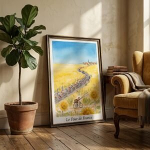 L'Échappée Buissonnière : cyclisme peloton aquarelle (dessin d'art)