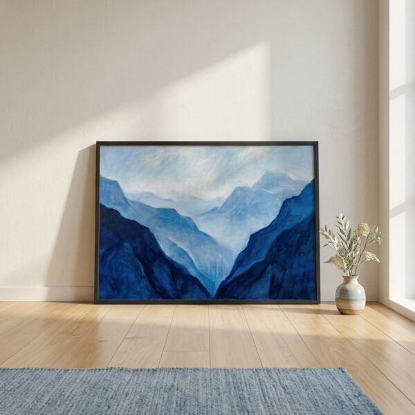 Sommets d'Azur : sommets montagneux embrumés (lavis d'encre)