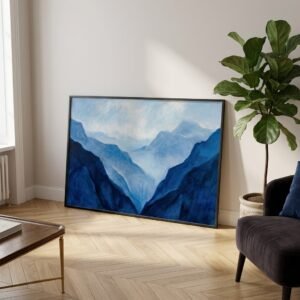 Sommets d'Azur : sommets montagneux embrumés (lavis d'encre)