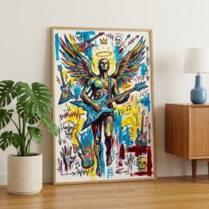 Ange rock à la guitare style Basquiat