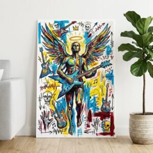 Ange rock à la guitare style Basquiat