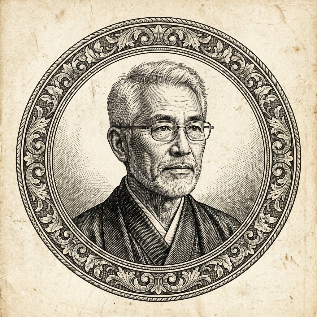 Gravure en m&eacute;daillon du XIXe si&egrave;cle repr&eacute;sentant Hiroshi Sugimoto