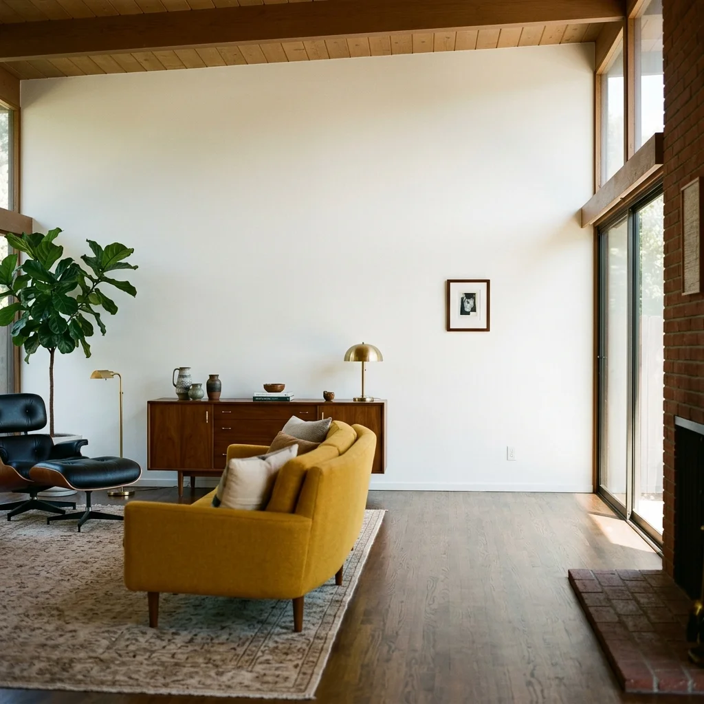 Syndrome du timbre-poste : petit tableau perdu sur un grand mur Mid-Century Modern