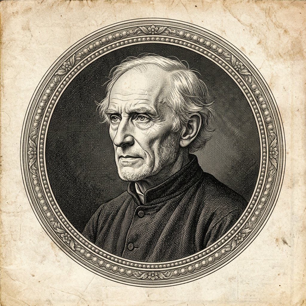 Gravure en m&eacute;daillon du XIXe si&egrave;cle repr&eacute;sentant Irving Penn