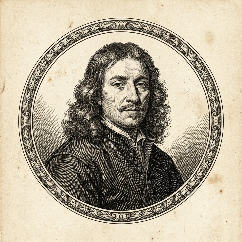 Gravure en m&eacute;daillon du XIXe si&egrave;cle repr&eacute;sentant Jan Davidsz de Heem