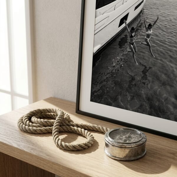 Joy Unleashed : saut de yacht (photo noir et blanc)
