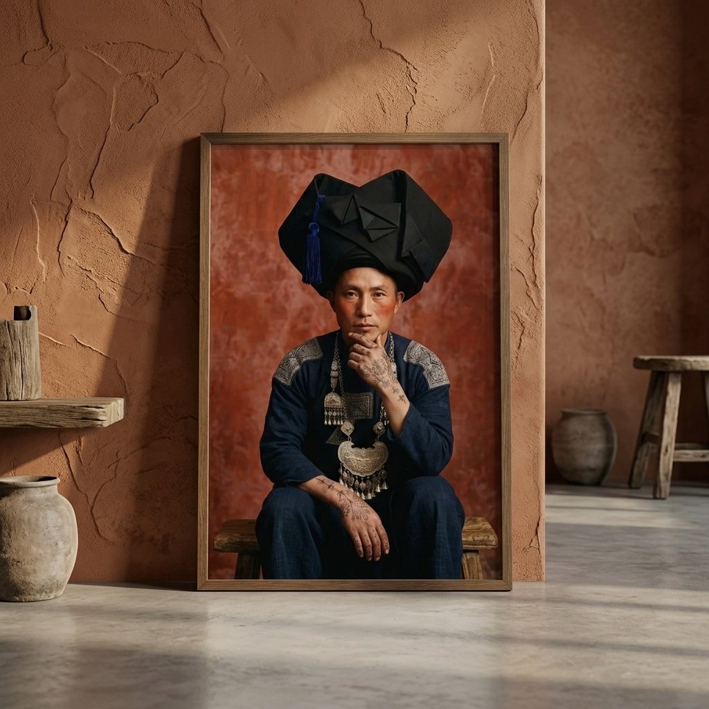Le Penseur du Yunnan (dans le style de Steve McCurry)