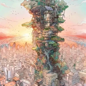 Le Sanctuaire Suspendu : sanctuaire suspendu (art solarpunk)