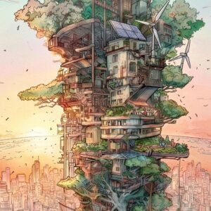 Le Sanctuaire Suspendu : sanctuaire suspendu (art solarpunk)