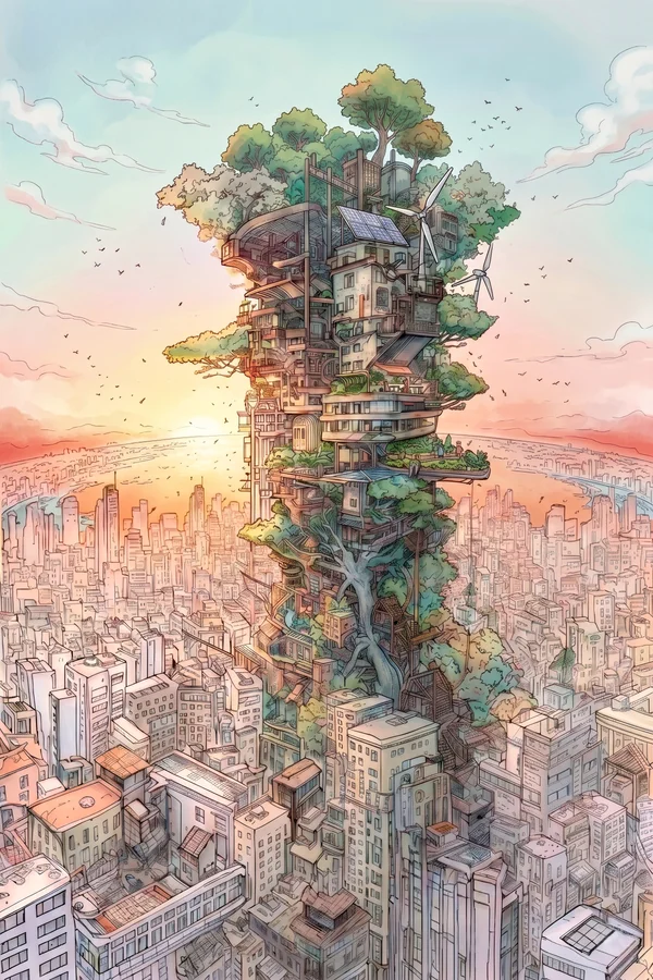 Le Sanctuaire Suspendu : sanctuaire suspendu (art solarpunk)