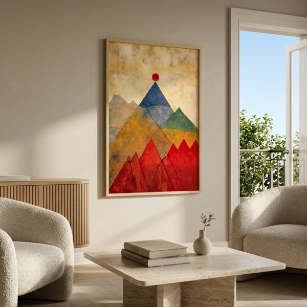 Montagne au Soleil Rouge