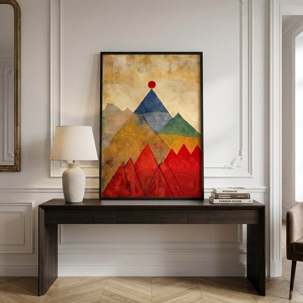 Montagne au Soleil Rouge
