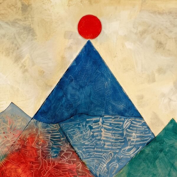 Montagne au Soleil Rouge