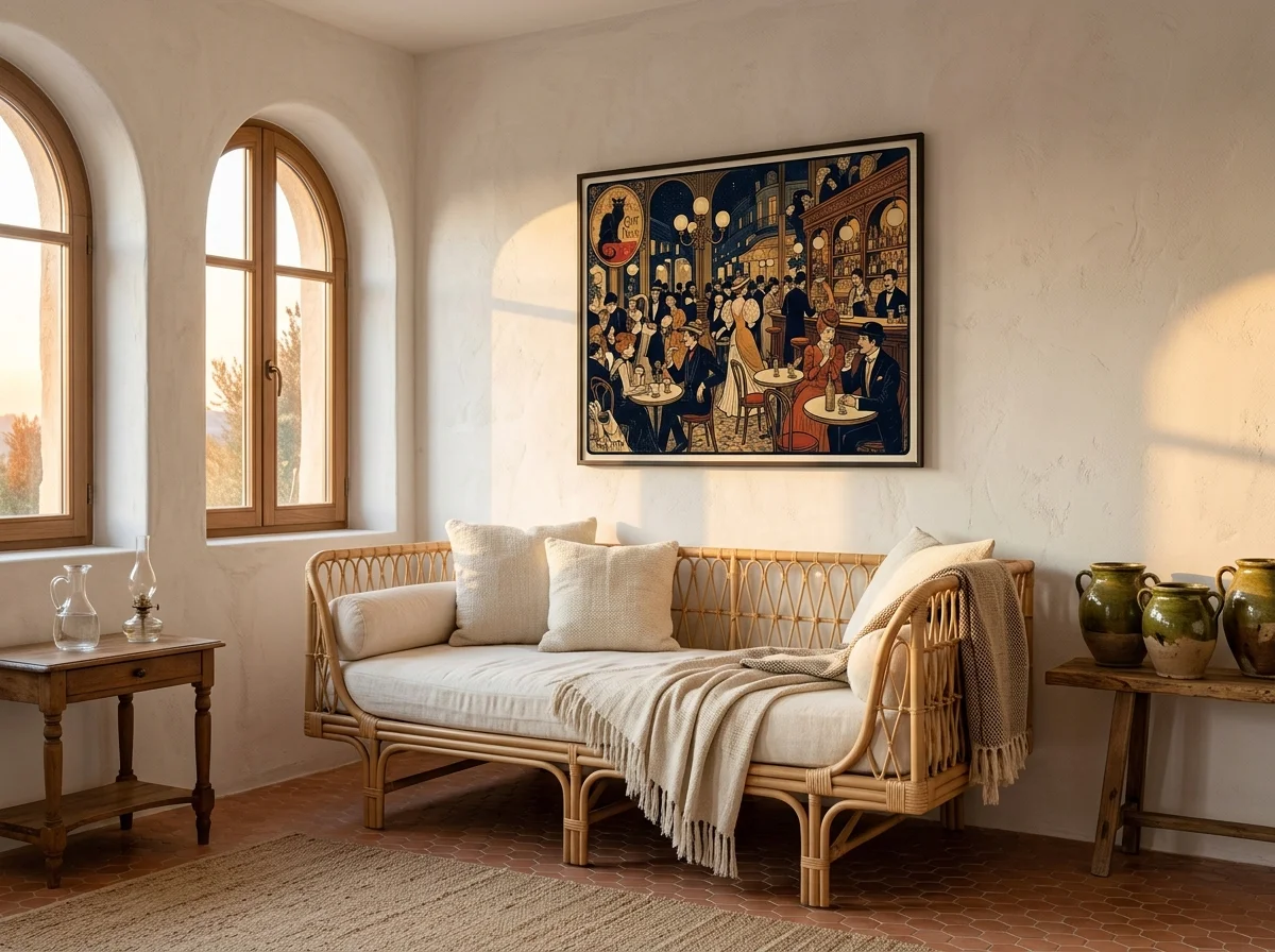 Affiche chambre adulte scène nocturne Toulouse-Lautrec dans un intérieur provençal