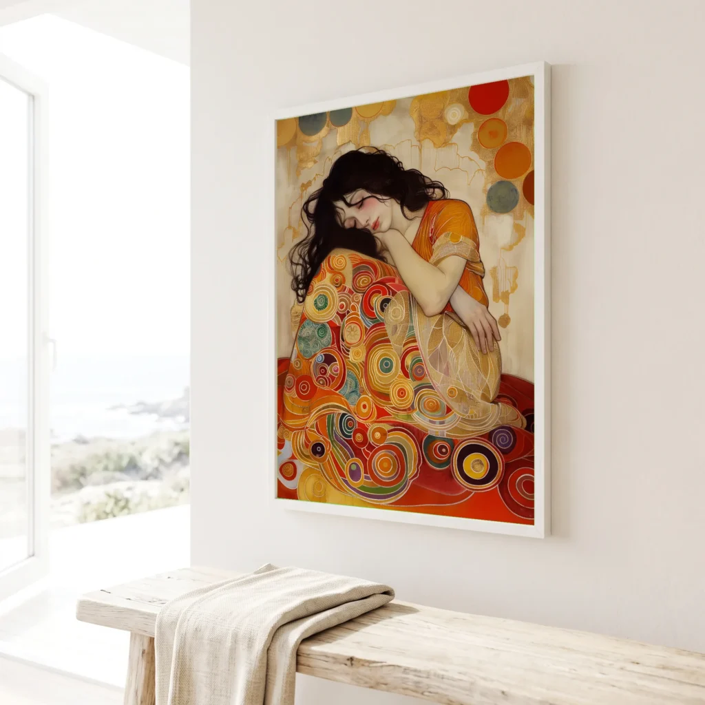 Portrait de femme assise en situation décorative